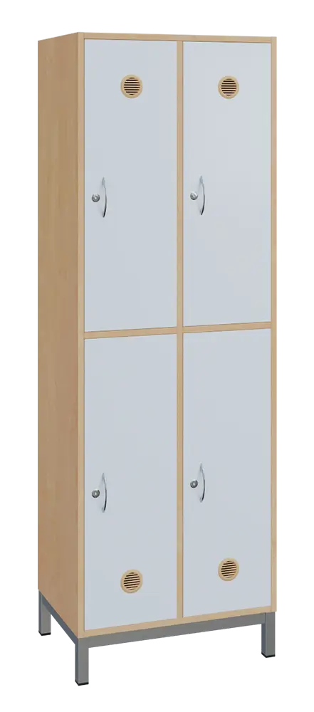 SBS-2222 šatní skříň 4-boxová, 1800x600x400 mm, kovové nohy, korpus bříza irská, dvířka bílá